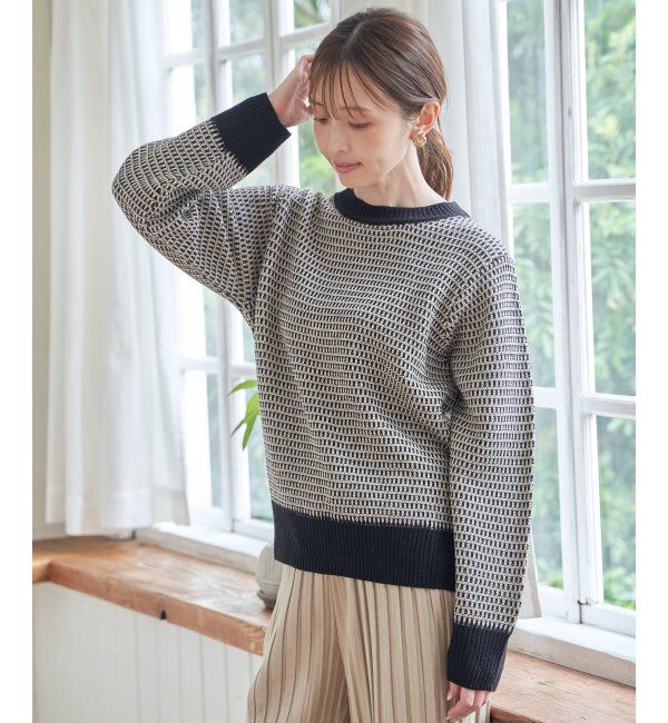 ikka「幾何ジャガードニットプルオーバー」|プルオーバー|