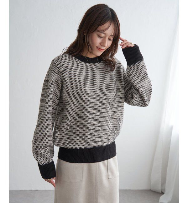 ikka「幾何ジャガードニットプルオーバー」|プルオーバー|