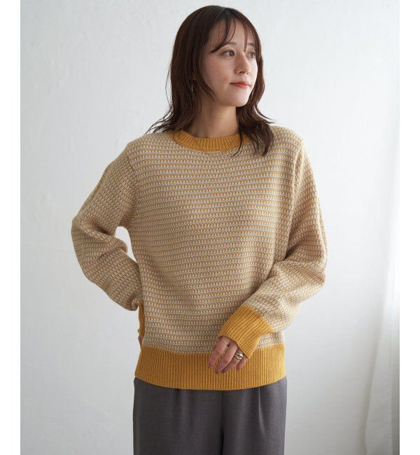 ikka「幾何ジャガードニットプルオーバー」|プルオーバー|イエロー