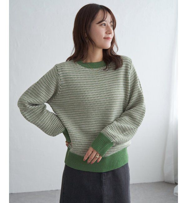 ikka「幾何ジャガードニットプルオーバー」|プルオーバー|グリーン