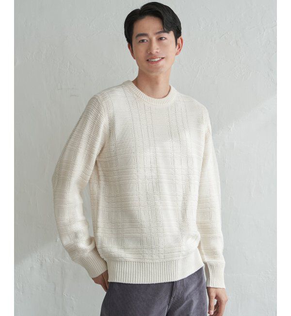 ikka「ジャカードチェックニット」|プルオーバー|