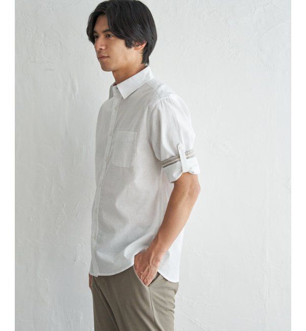 ikka「【雑誌MonoMax5月号掲載】フレンチリネンMIX袖2WAYシャツ【接触冷感】「小泉孝太郎さん着用モデル」」|シャツ・ブラウス|