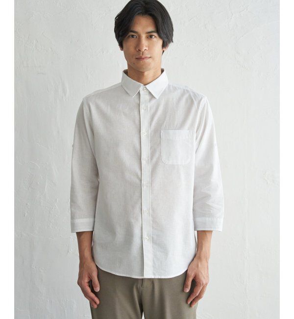 ikka「【雑誌MonoMax5月号掲載】フレンチリネンMIX袖2WAYシャツ【接触冷感】「小泉孝太郎さん着用モデル」」|シャツ・ブラウス|