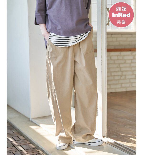 ikka「【雑誌InRed5月号】ドライテックチノベイカーパンツ　【接触冷感／速乾】」|チノ|ベージュ