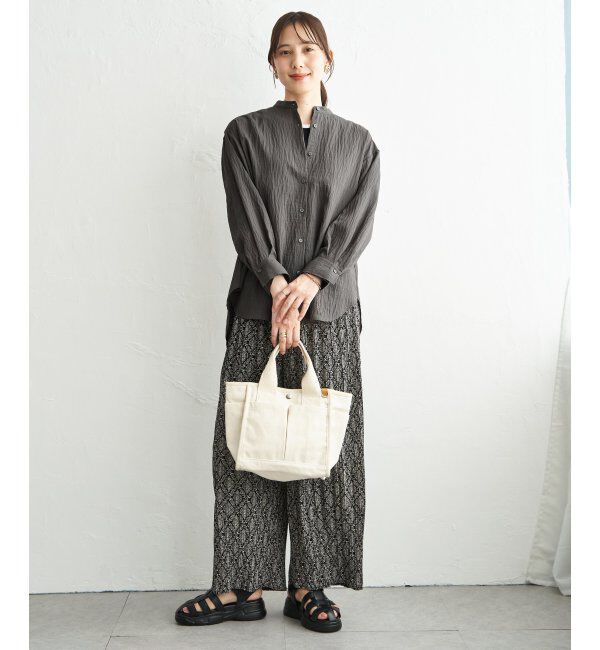 ikka「【雑誌InRed5月号掲載】冷感リネンバンドカラーシャツ」|シャツ・ブラウス|