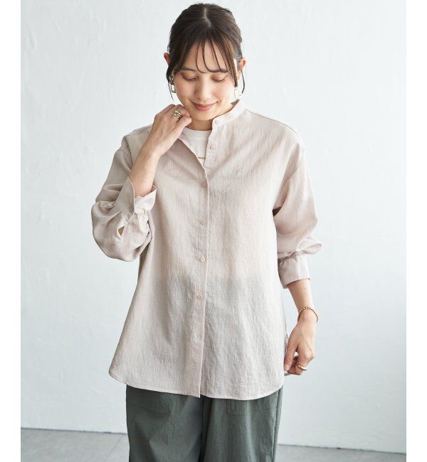 ikka「【雑誌InRed5月号掲載】冷感リネンバンドカラーシャツ」|シャツ・ブラウス|