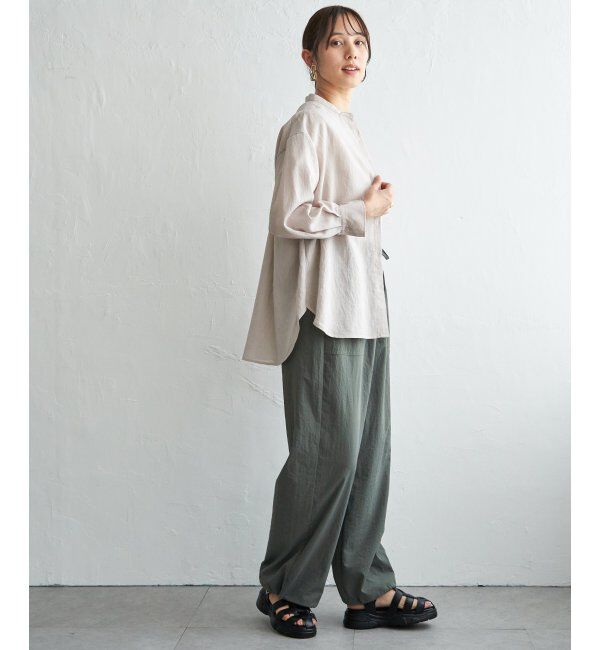 ikka「【雑誌InRed5月号掲載】冷感リネンバンドカラーシャツ」|シャツ・ブラウス|