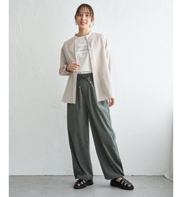 ikka「【雑誌InRed5月号掲載】冷感リネンバンドカラーシャツ」|シャツ・ブラウス|