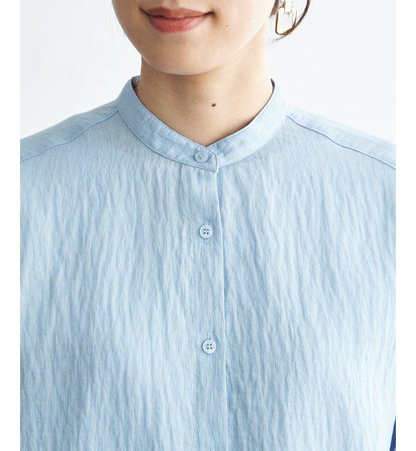 ikka「【雑誌InRed5月号掲載】冷感リネンバンドカラーシャツ」|シャツ・ブラウス|