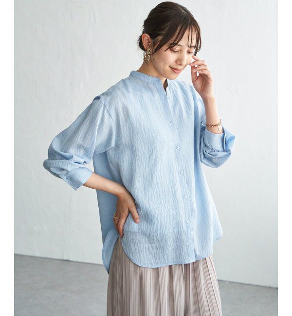 ikka「【雑誌InRed5月号掲載】冷感リネンバンドカラーシャツ」|シャツ・ブラウス|
