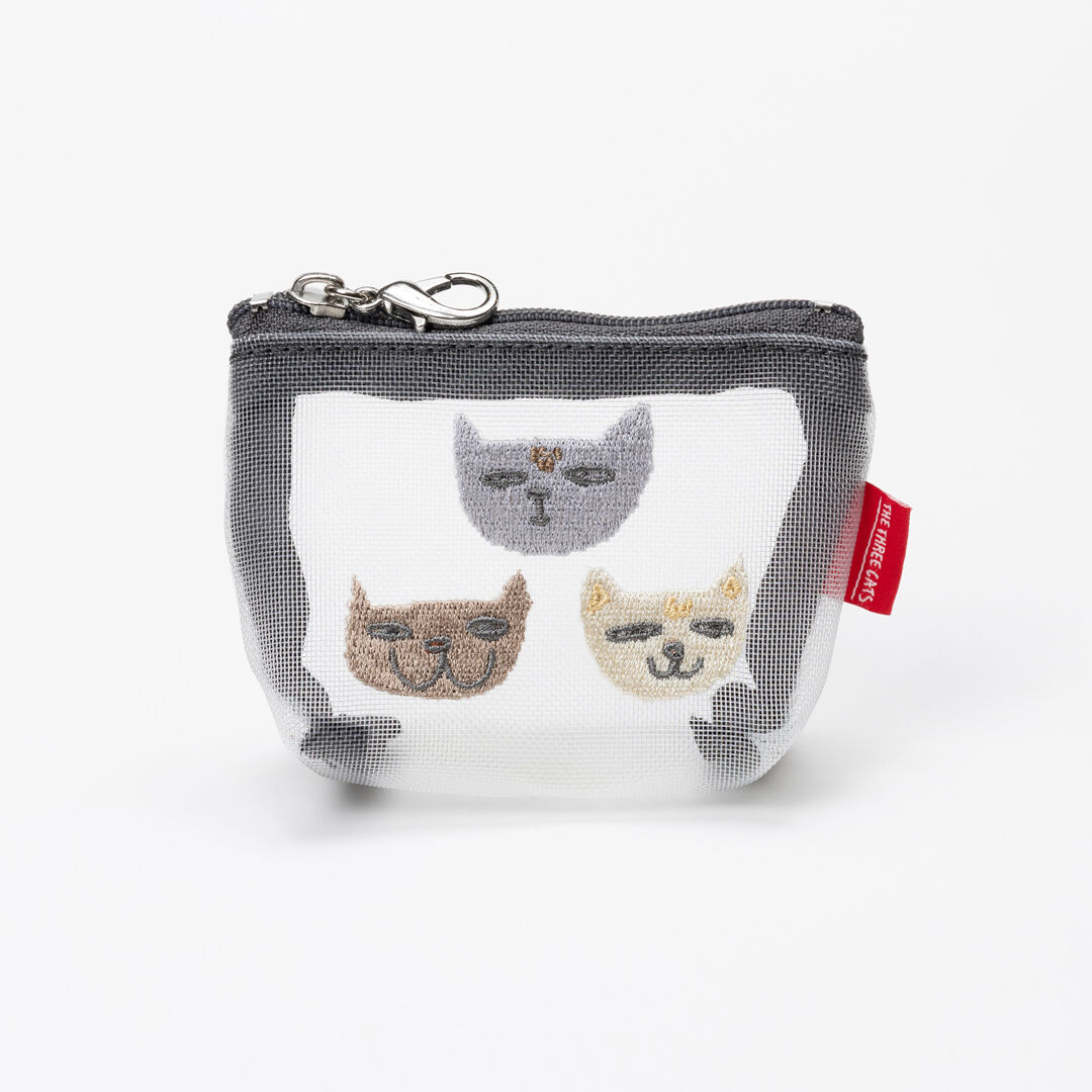  「THE THREE CATS メッシュミニ台形ポーチ」|ポーチ|GRY