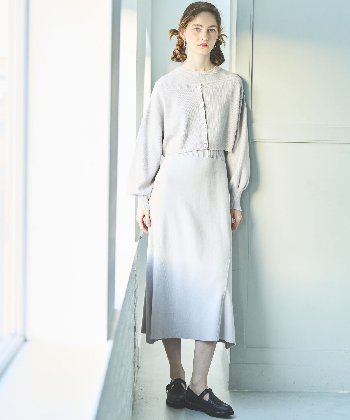 アンドクチュール「アンサンブルニットワンピース」|ワンピース|ベージュ