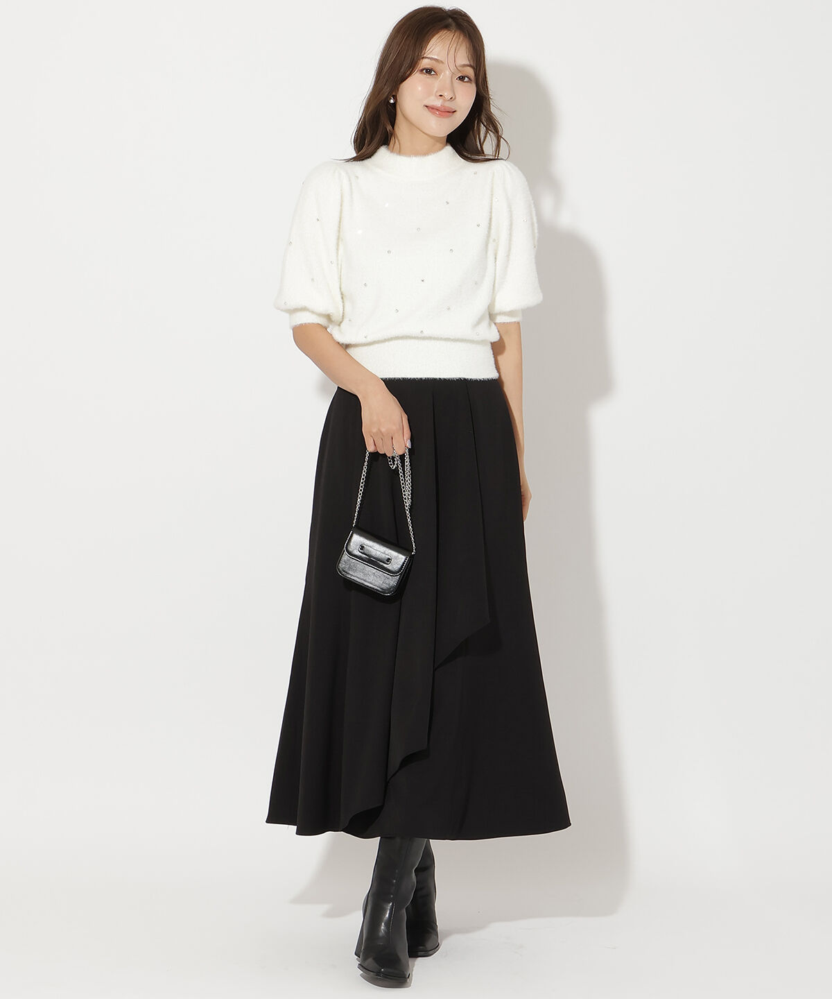 アンドクチュール「サイドリブラッフルマーメイドスカート」|フレア|