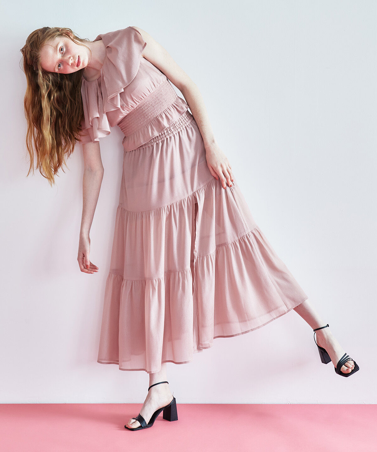 REDYAZEL「シャイニー楊柳フリルブラウス」|シャツ・ブラウス|