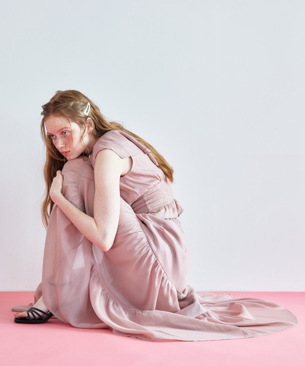 REDYAZEL「シャイニー楊柳ティアードスカート」|フレア|