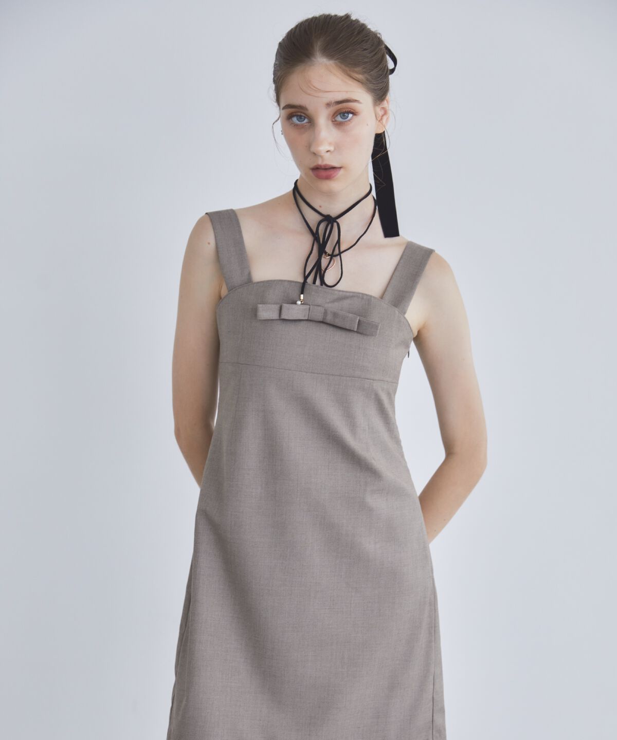 REDYAZEL「リボンベアミニワンピース」|ワンピース|グレー