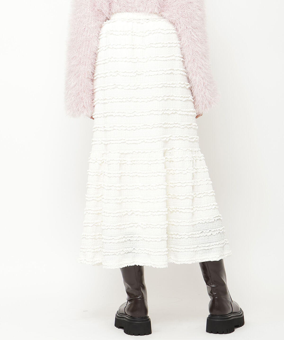 REDYAZEL「ベルトつきボーダーフリルスカート」|フレア|