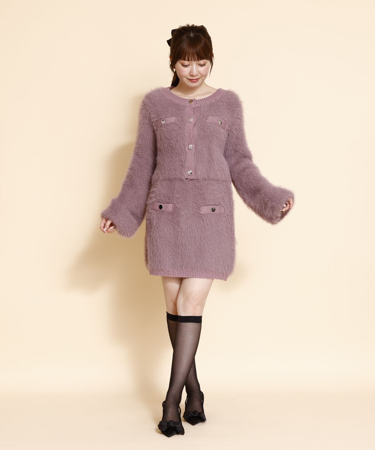 REDYAZEL「シャギーニットミニスカート」|台形|