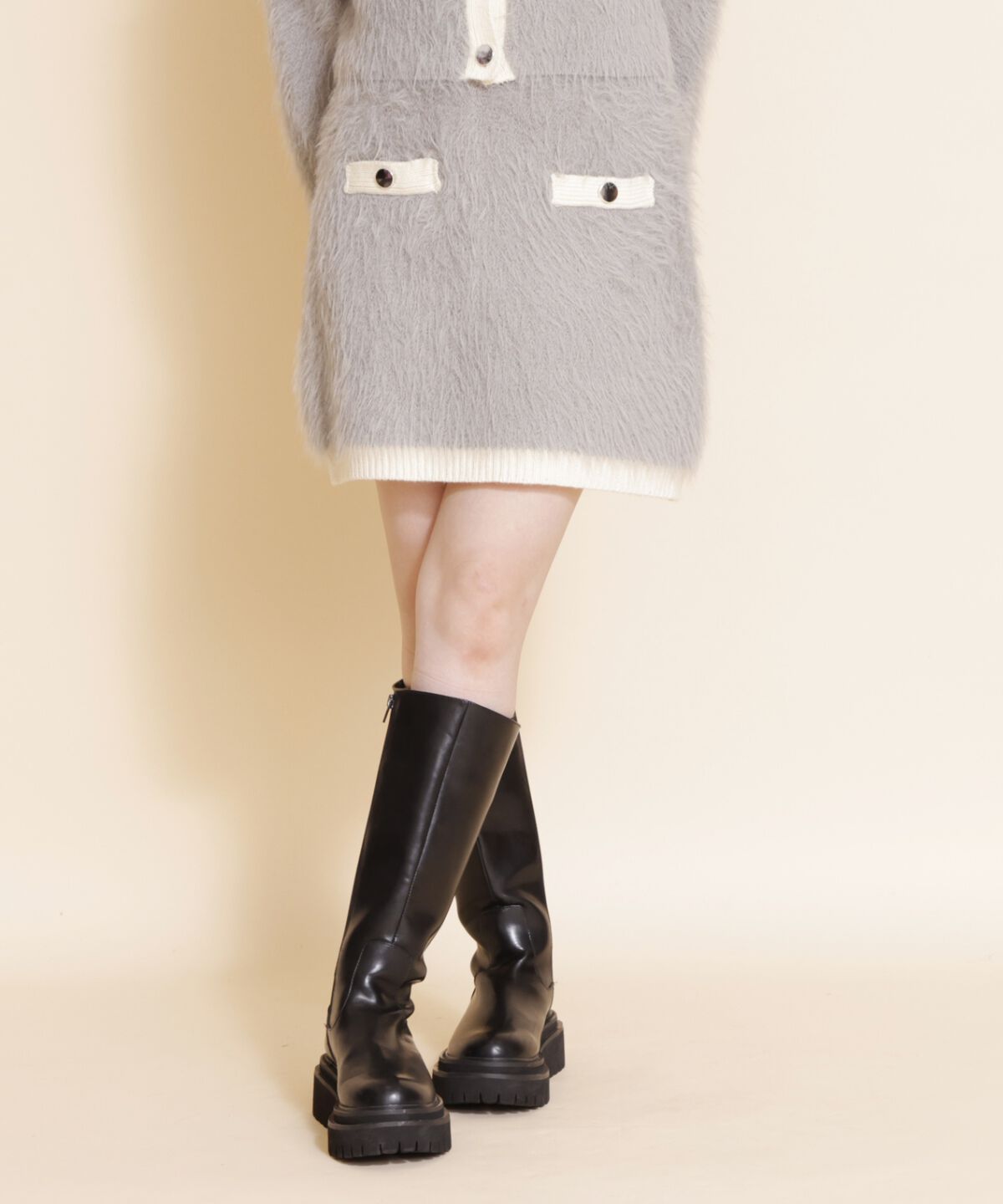 REDYAZEL「シャギーニットミニスカート」|台形|