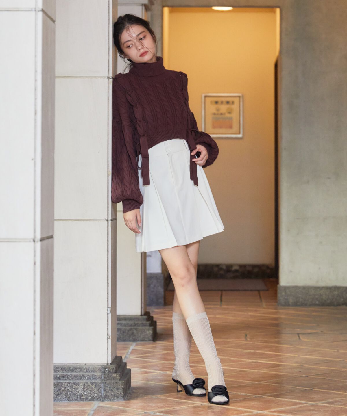 REDYAZEL「タックプリーツミニスカート」|フレア|