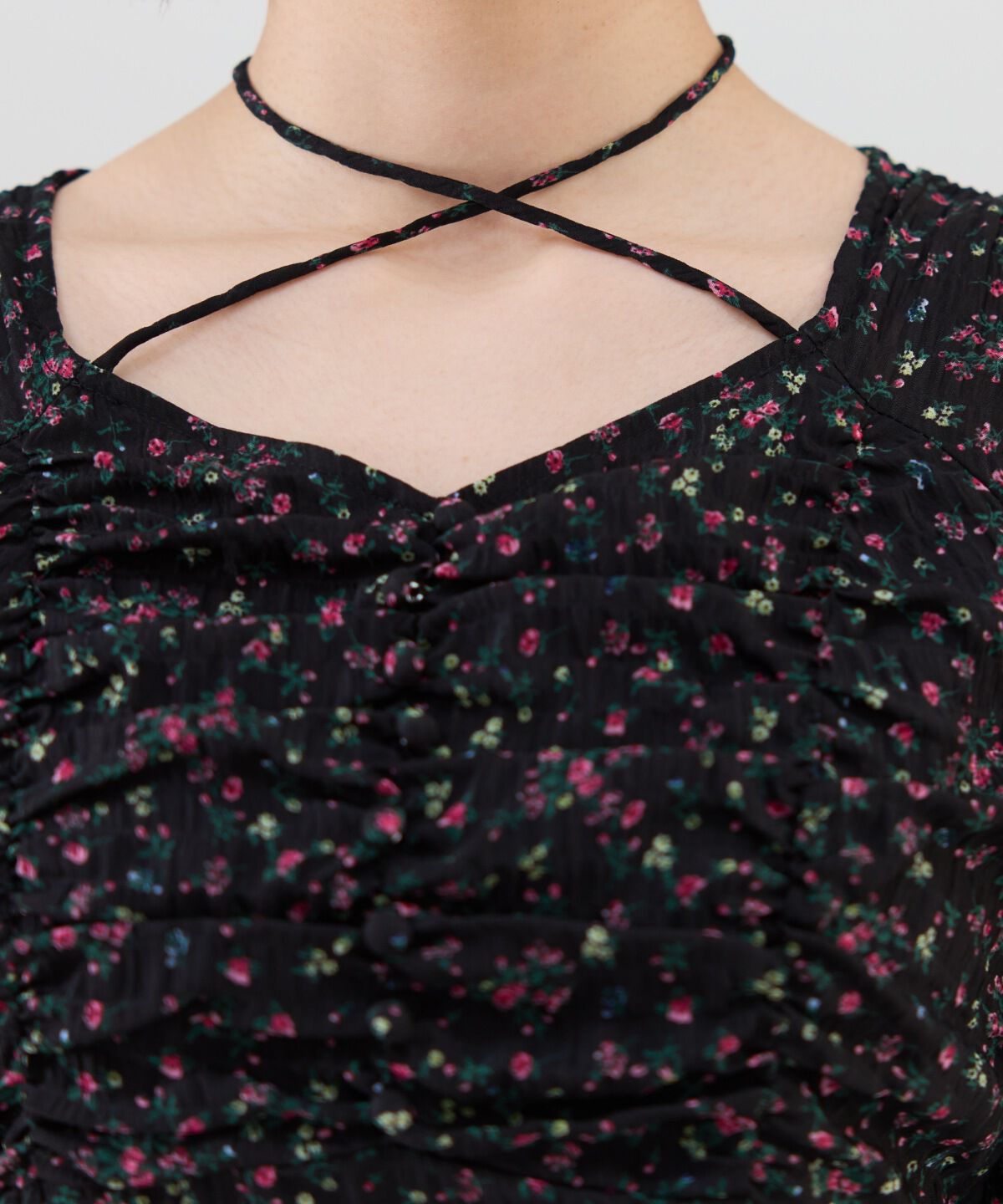 REDYAZEL「フラワープリントシャーリングワンピース」|ワンピース|