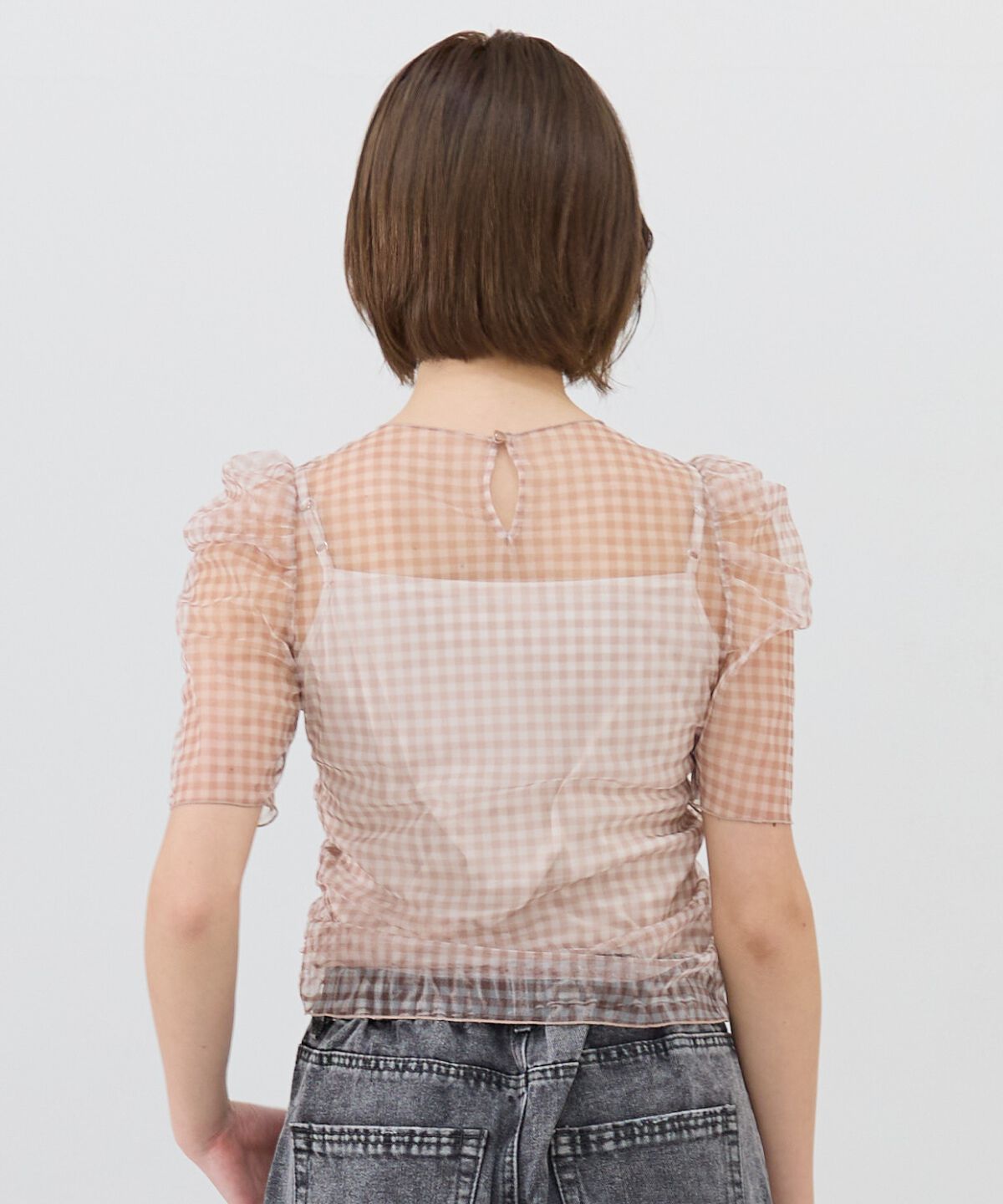 REDYAZEL「ギンガムチェックチュールトップス」|シャツ・ブラウス|
