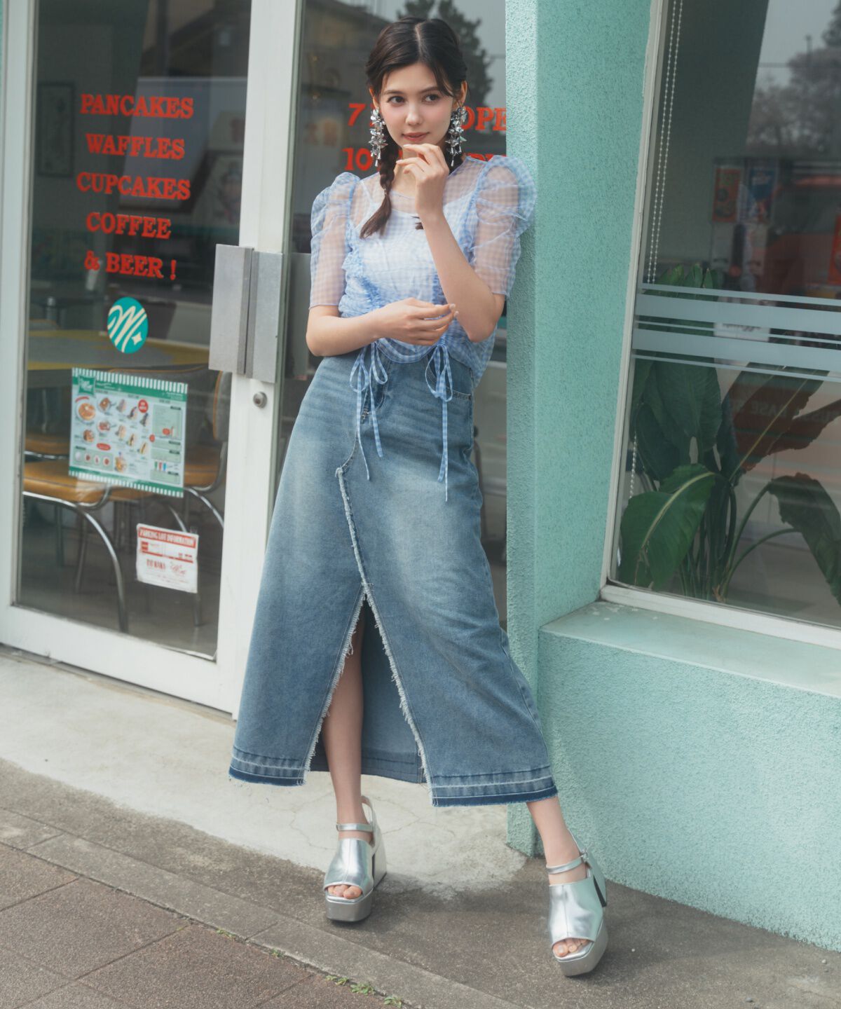 REDYAZEL「ギンガムチェックチュールトップス」|シャツ・ブラウス|