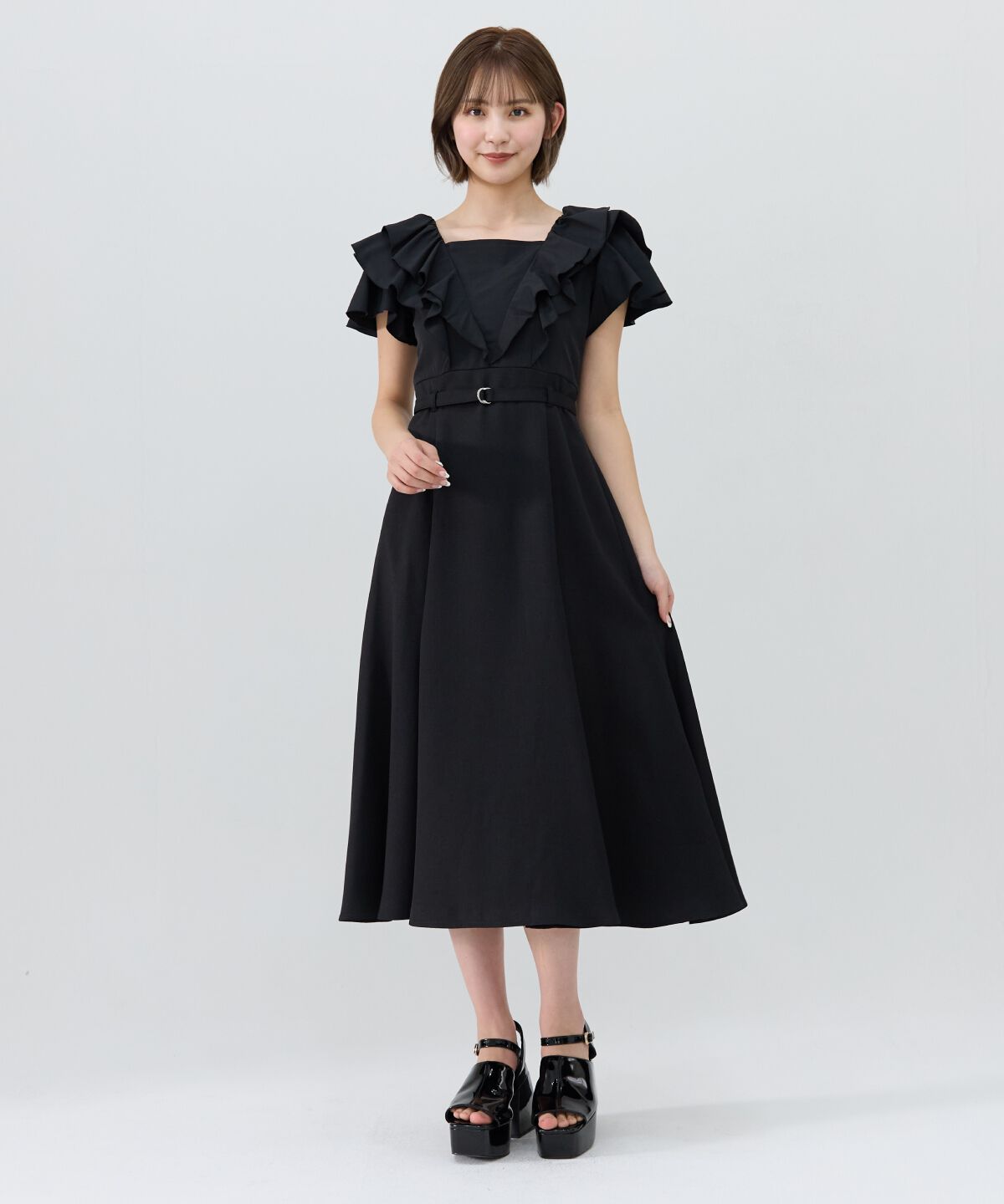 REDYAZEL「フリルドッキングワンピース」|ワンピース|ブラック