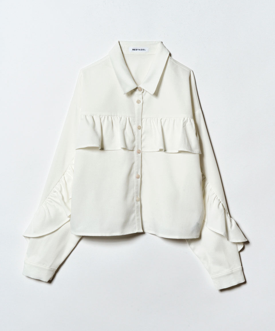 REDYAZEL「フリルラインストライプブラウス」|シャツ・ブラウス|