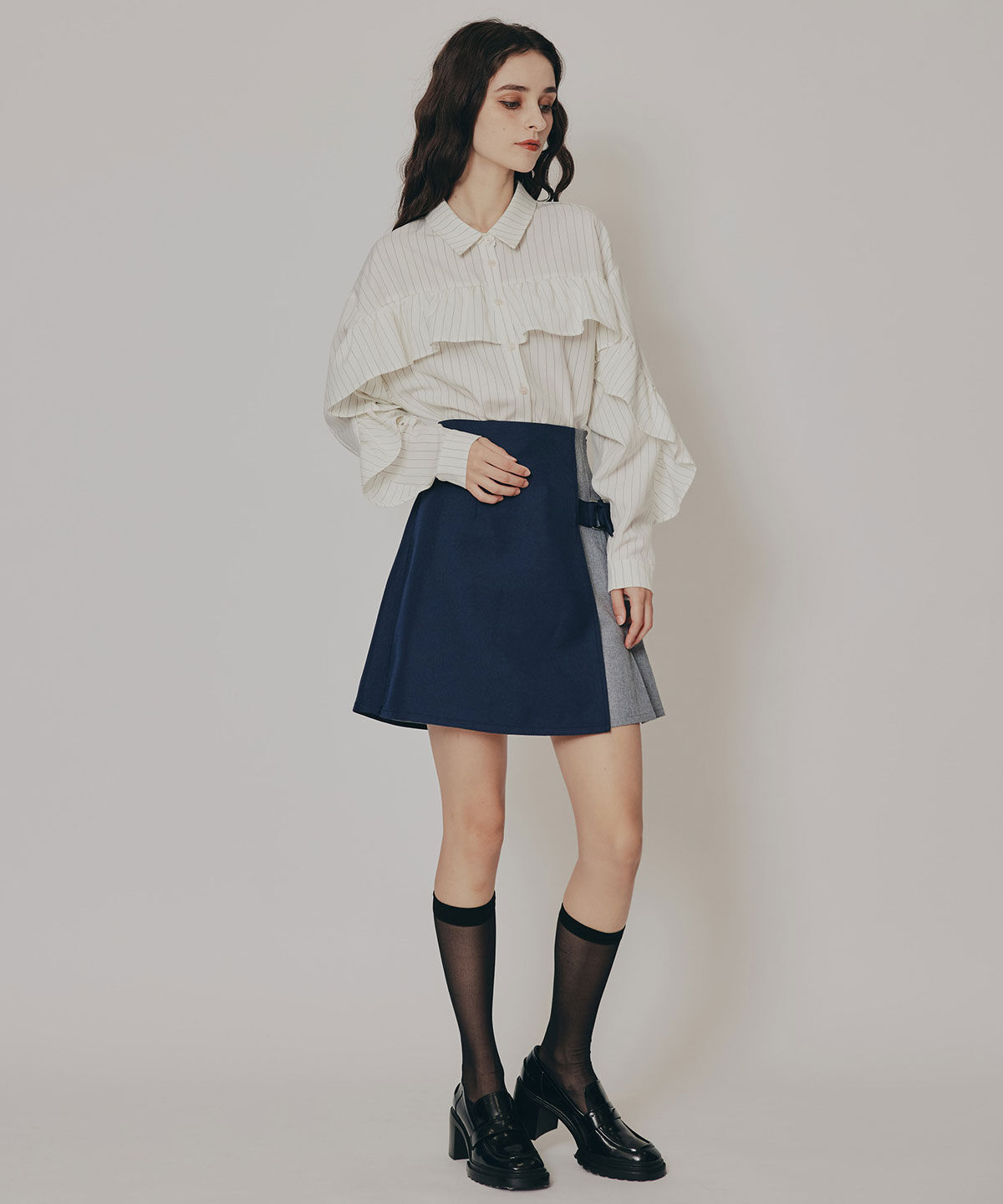 REDYAZEL「フリルラインストライプブラウス」|シャツ・ブラウス|