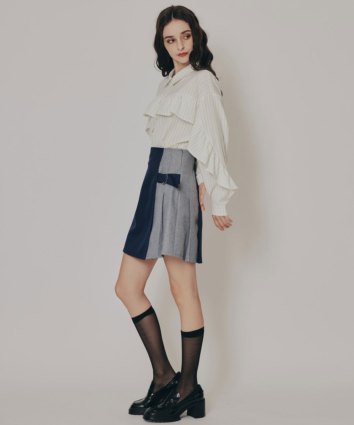 REDYAZEL「フリルラインストライプブラウス」|シャツ・ブラウス|