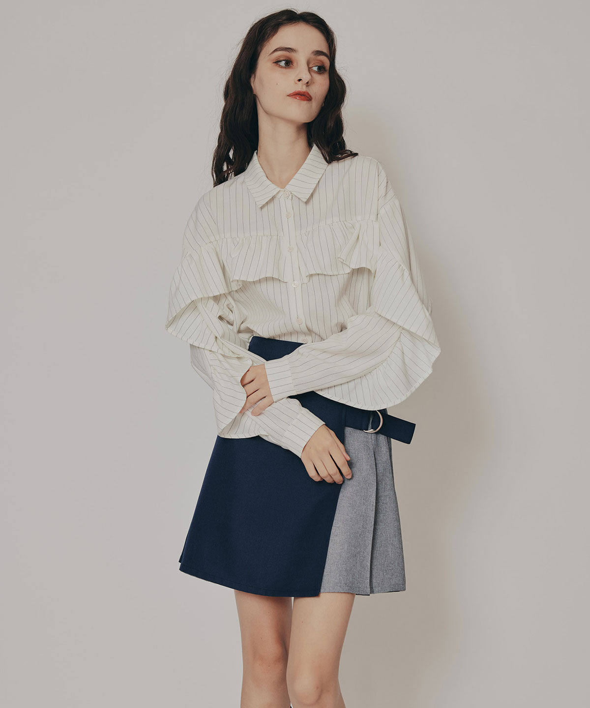 REDYAZEL「フリルラインストライプブラウス」|シャツ・ブラウス|