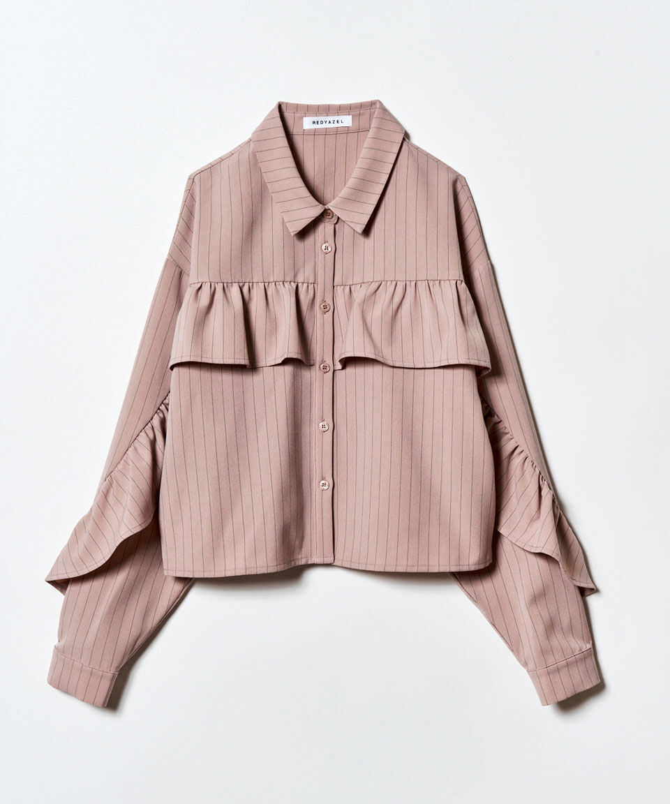 REDYAZEL「フリルラインストライプブラウス」|シャツ・ブラウス|