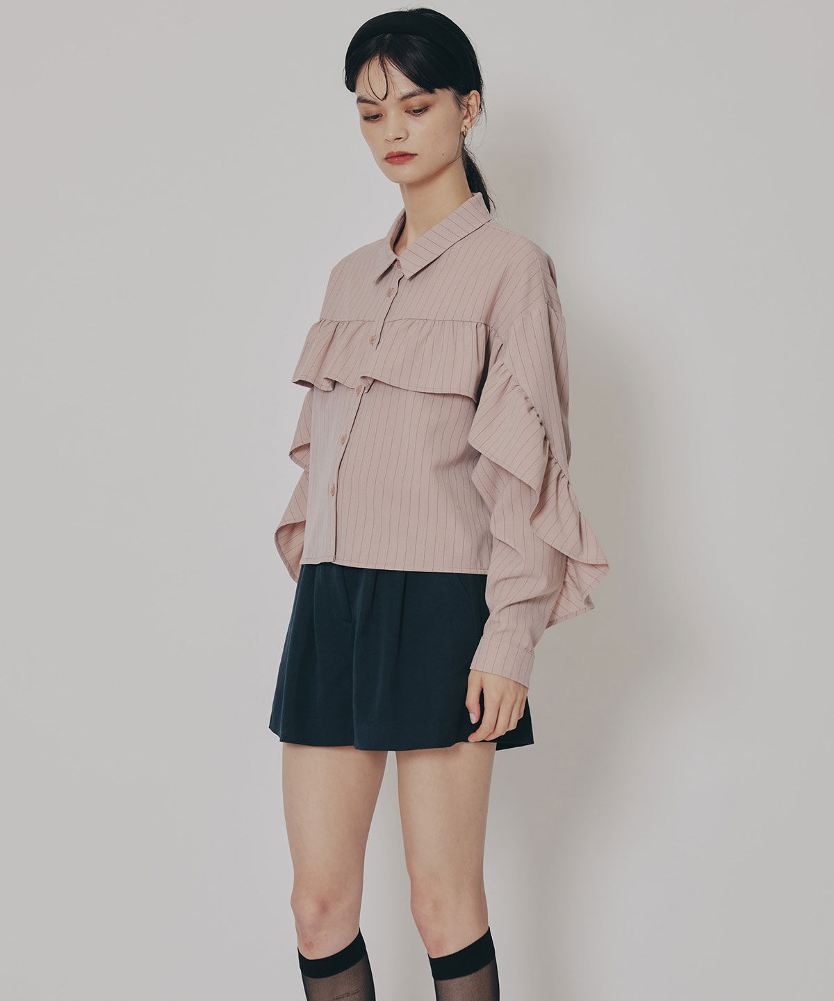 REDYAZEL「フリルラインストライプブラウス」|シャツ・ブラウス|