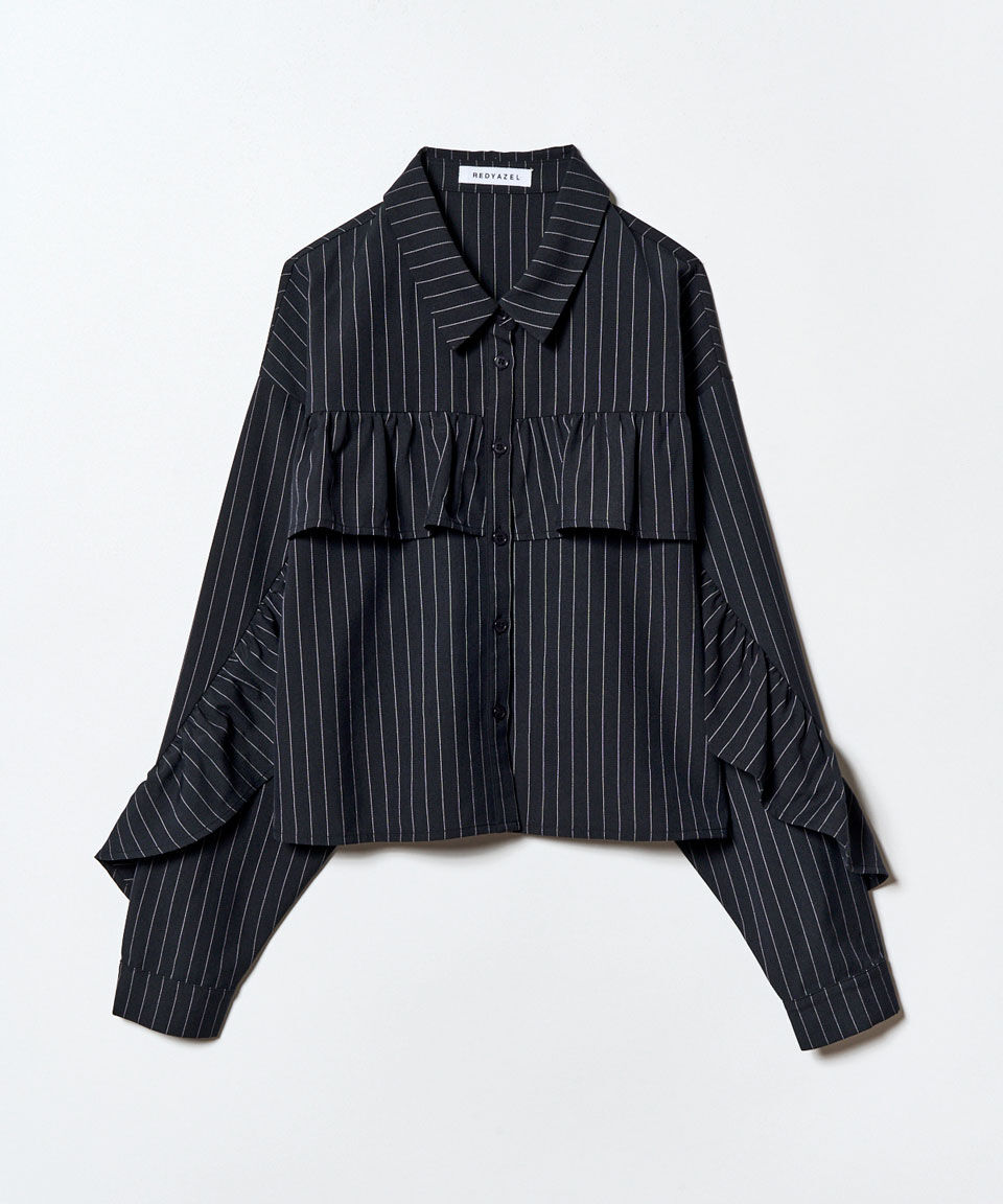 REDYAZEL「フリルラインストライプブラウス」|シャツ・ブラウス|