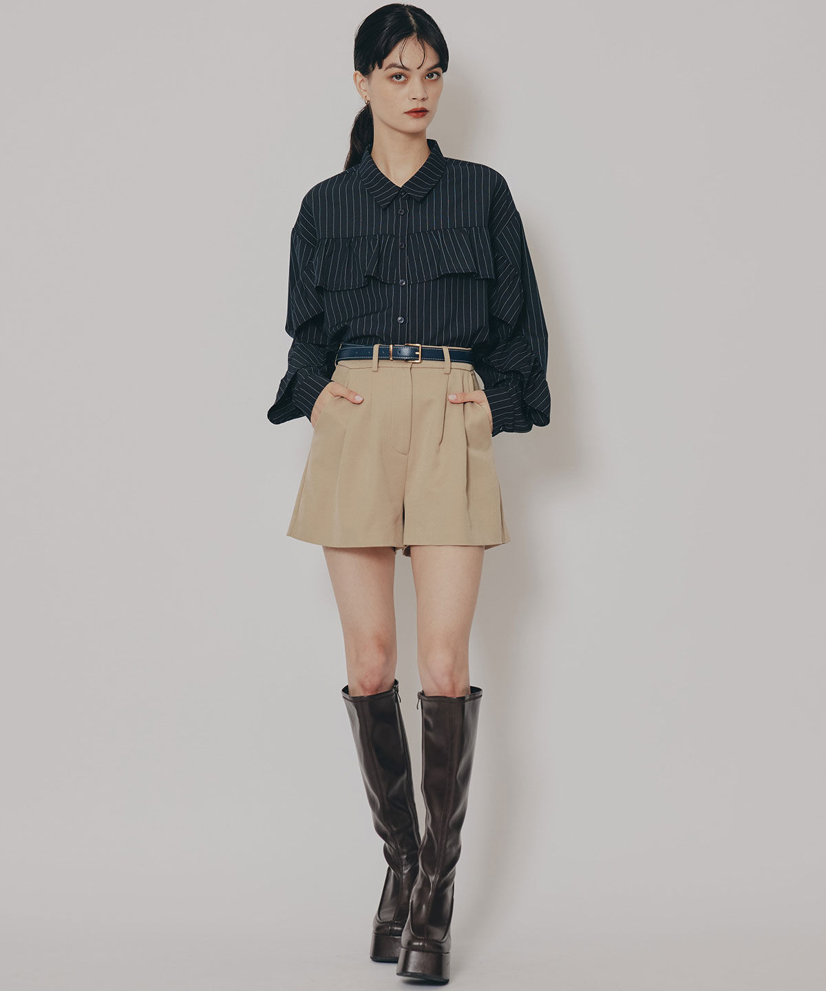 REDYAZEL「フリルラインストライプブラウス」|シャツ・ブラウス|