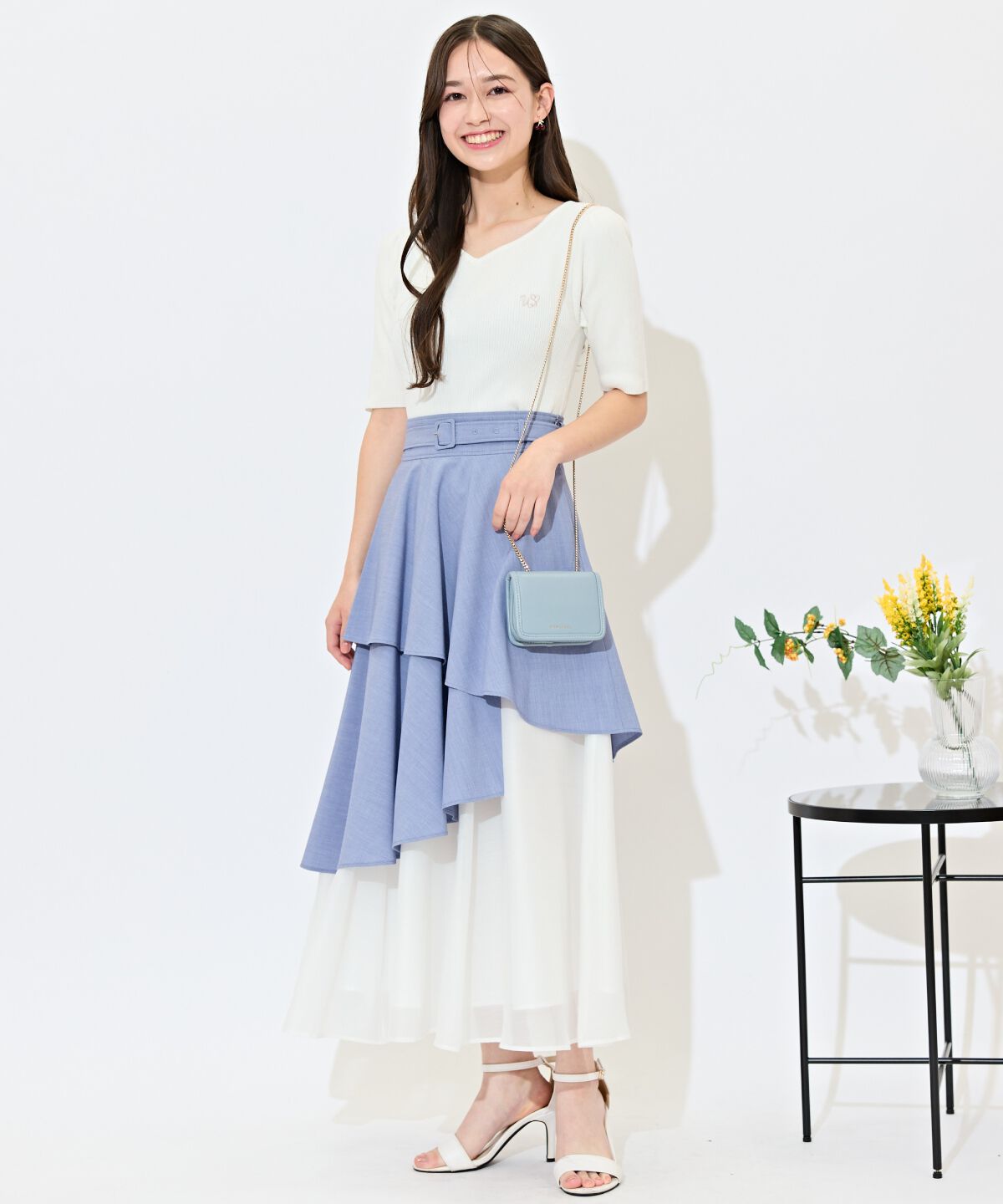 WILLSELECTION「ベルト付きアシメレイヤードスカート」|フレア|