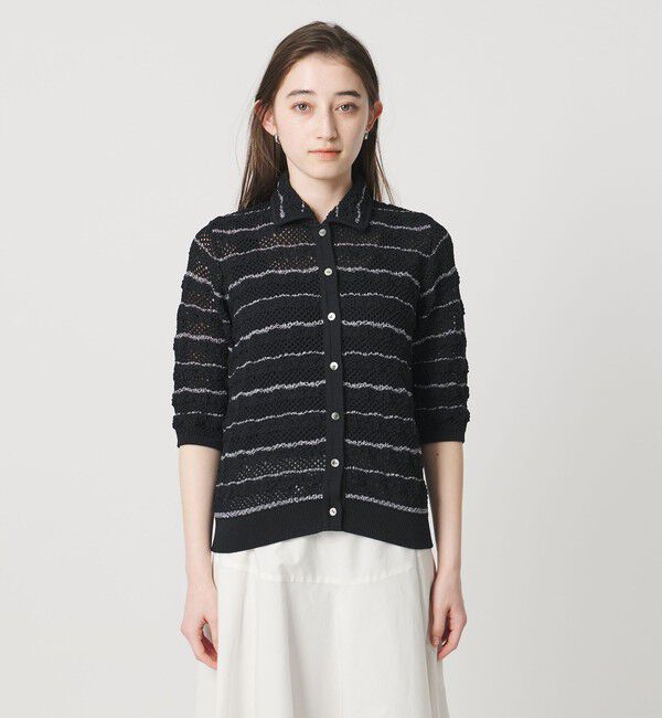 UNITED ARROWS「YTM ラメ ニットポロ カーディガン ‐ウォッシャブル‐」|カーディガン|