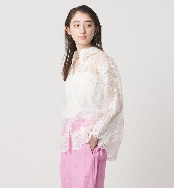 UNITED ARROWS「＜dahl&rsquo;ia＞8分袖 シアーシャツ」|Tシャツ・カットソー|