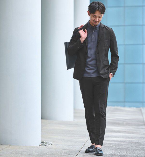 UNITED ARROWS green label relaxing「【WEB限定】JUST fit ドライポリエステル ナロー セットアップ -吸水速乾-」|テーラードジャケット|BLACK