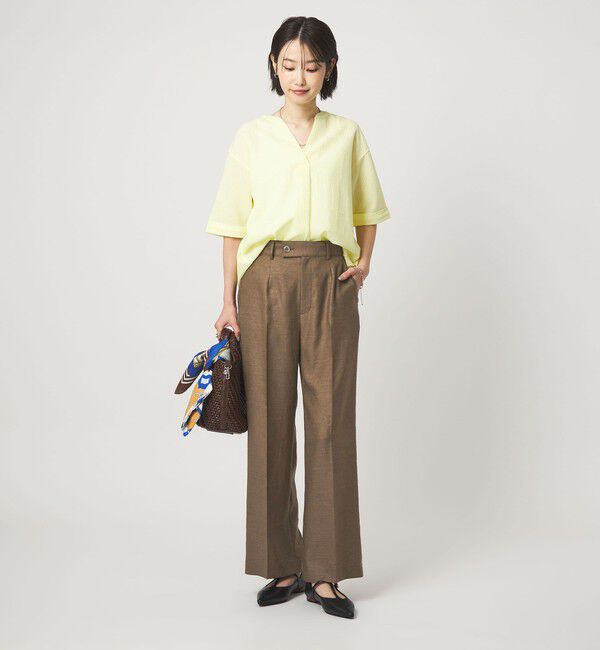 UNITED ARROWS green label relaxing「［size SHORT/TALLあり］リネンライク ストレート パンツ」|スラックス|