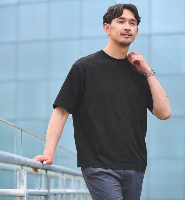UNITED ARROWS green label relaxing「【WEB限定】JUST fit デイリー ワイド Tシャツ -吸水速乾・抗菌-」|Tシャツ・カットソー|BLACK