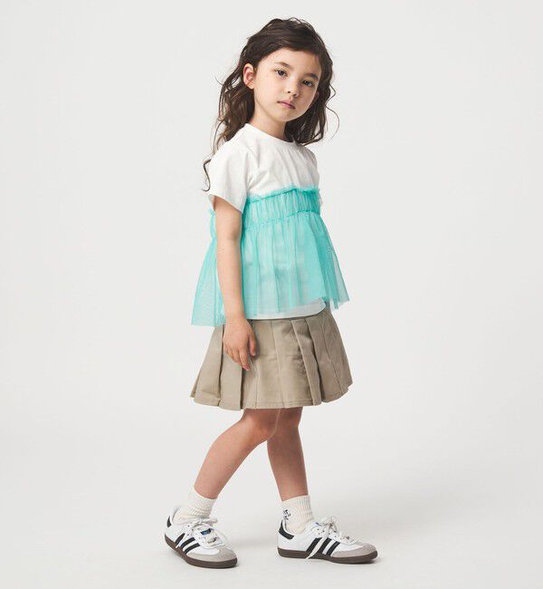 UNITED ARROWS green label relaxing「【スタメンシリーズ】チュールドッキング Tシャツ / キッズ  100cm-160cm UVカット 接触冷感  吸水速乾」|Tシャツ・カットソー|