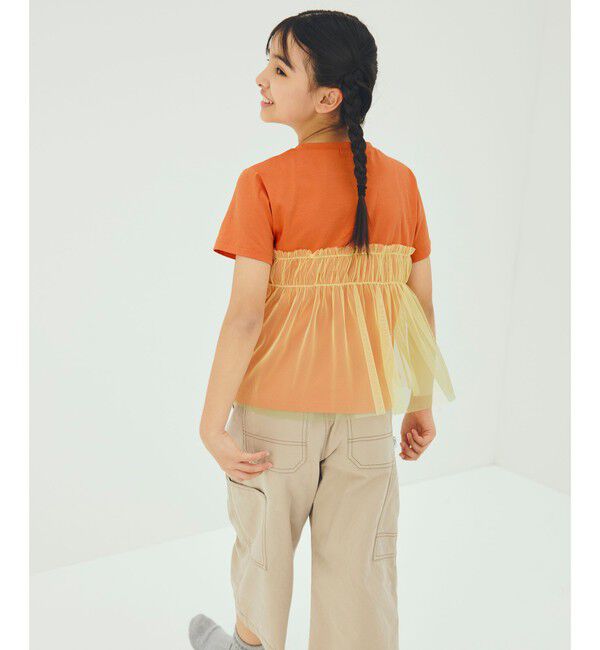 UNITED ARROWS green label relaxing「【スタメンシリーズ】チュールドッキング Tシャツ / キッズ  100cm-160cm UVカット 接触冷感  吸水速乾」|Tシャツ・カットソー|