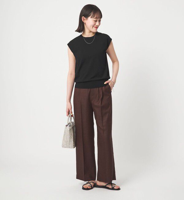 UNITED ARROWS green label relaxing「フレンチスリーブ ニット ウォッシャブル 接触冷感 UVカット」|ニット・セーター|