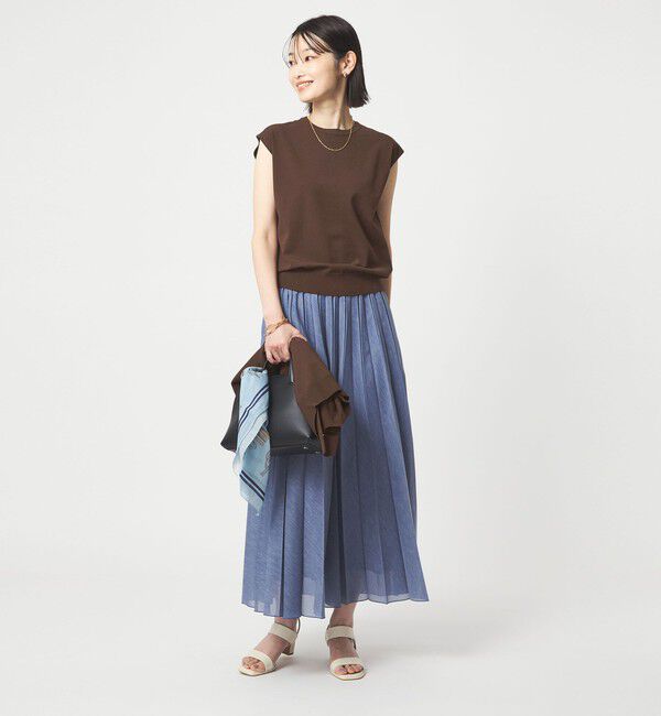 UNITED ARROWS green label relaxing「フレンチスリーブ ニット ウォッシャブル 接触冷感 UVカット」|ニット・セーター|