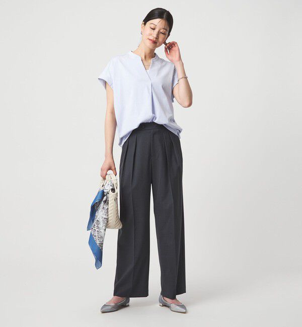 UNITED ARROWS green label relaxing「【WEB限定】＜at ease＞スキッパー カットソー 接触冷感 UVカット 遮熱」|Tシャツ・カットソー|