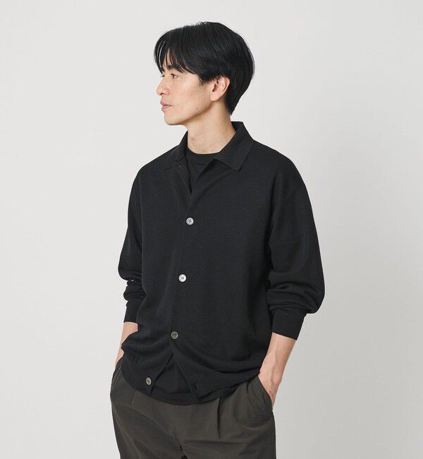 BEAUTY&YOUTH UNITED ARROWS「シアー ミラノ ポロジャケット ウォッシャブル」|カーディガン|BLACK