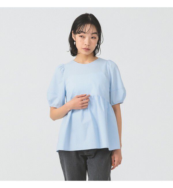 Ray BEAMS 「ランタンスリーブ ギャザー ブラウス」|シャツ・ブラウス|BLUE