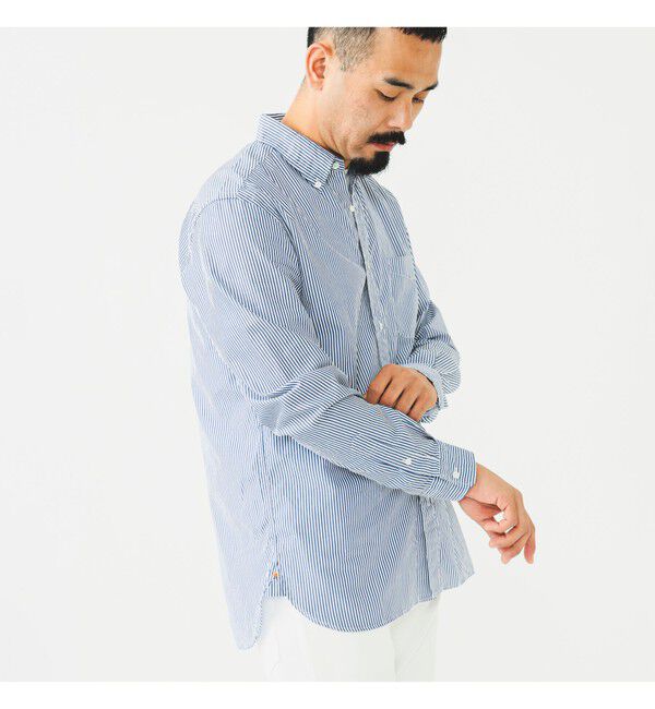 BEAMS PLUS「BEAMS PLUS / コットンブロード ロンドンストライプ ボタンダウン シャツ」|シャツ・ブラウス|NAVY